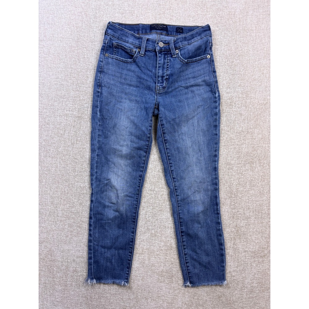 Lucky Brand Womens Skinny Jeans Medium Wash Raw Hem Size 2 26 Denim